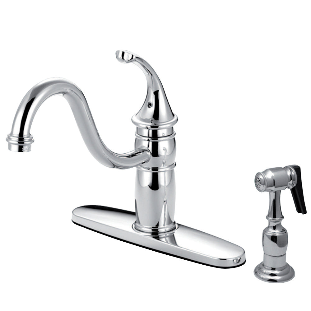 Kingston Brass KB1571GLBS Georgian 8" Centerset Kitchen Faucet with Brass Sprayer, Polished Chrome - BNGBath