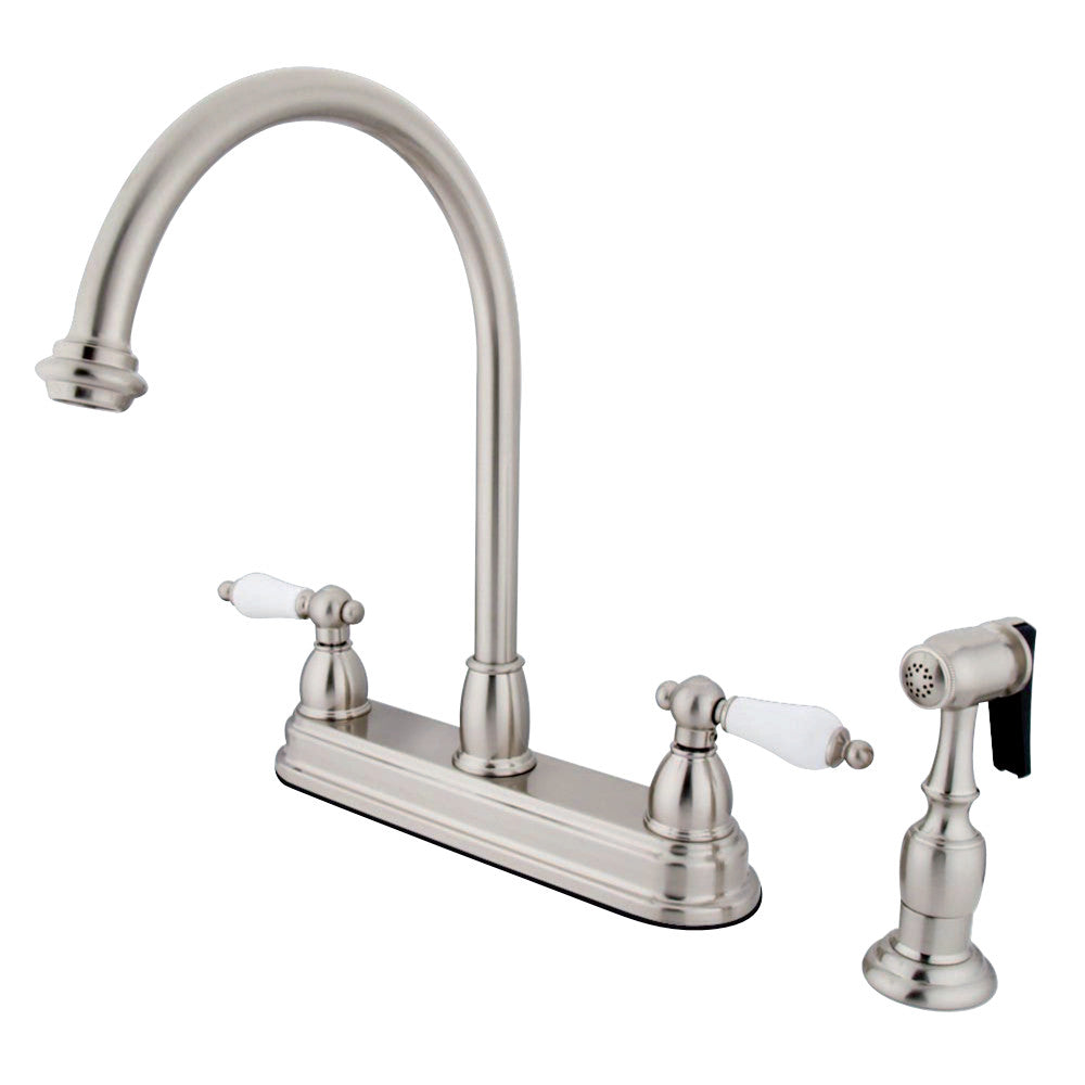 Kingston Brass KB3758PLBS Restoration Centerset Kitchen Faucet, Brushed Nickel - BNGBath