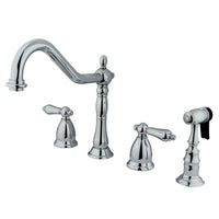 Thumbnail for Kingston Brass KS1791ALBS Widespread Kitchen Faucet, Polished Chrome - BNGBath