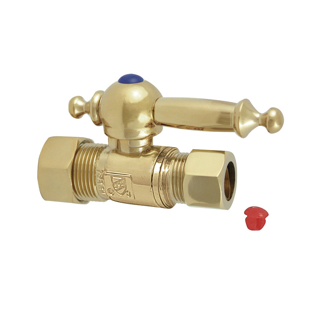 Kingston Brass CC44452TL 5/8" OD Comp X 1/2" OD Comp Straight Shut-Off Valve, Polished Brass - BNGBath