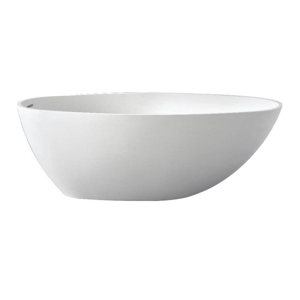 Aqua Eden VRTRS633022 Arcticstone 63-Inch Solid Surface White Stone Freestanding Tub with Drain, Matte White - BNGBath