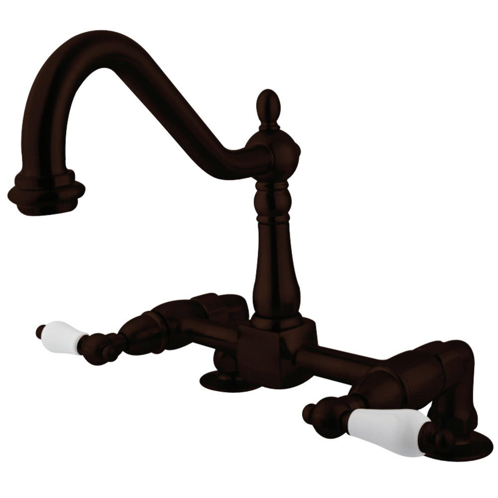 Kingston Brass KS1145PL Heritage Two-Handle Bridge Kitchen Faucet, Oil Rubbed Bronze - BNGBath