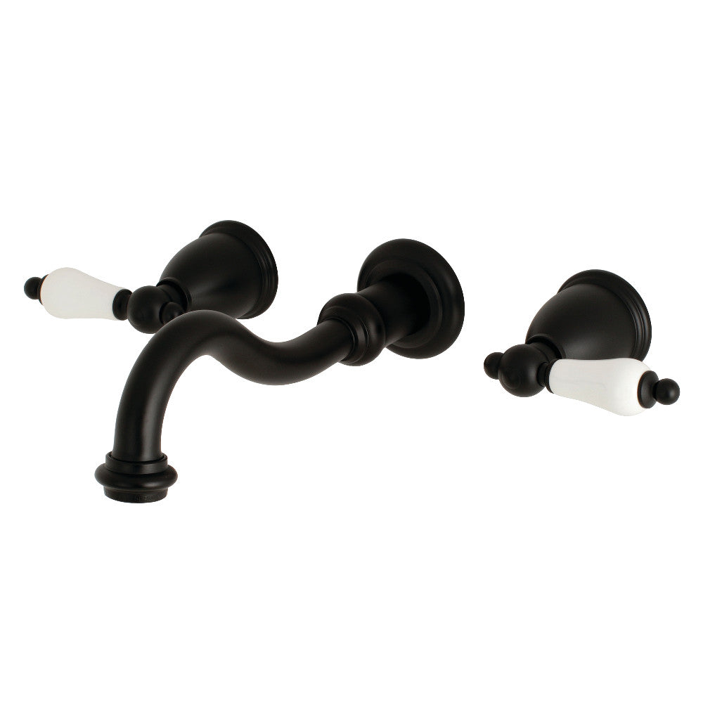 Kingston Brass KS3120PL Vintage 2-Handle Wall Mount Bathroom Faucet, Matte Black - BNGBath