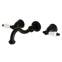 Thumbnail for Kingston Brass KS3120PL Vintage 2-Handle Wall Mount Bathroom Faucet, Matte Black - BNGBath