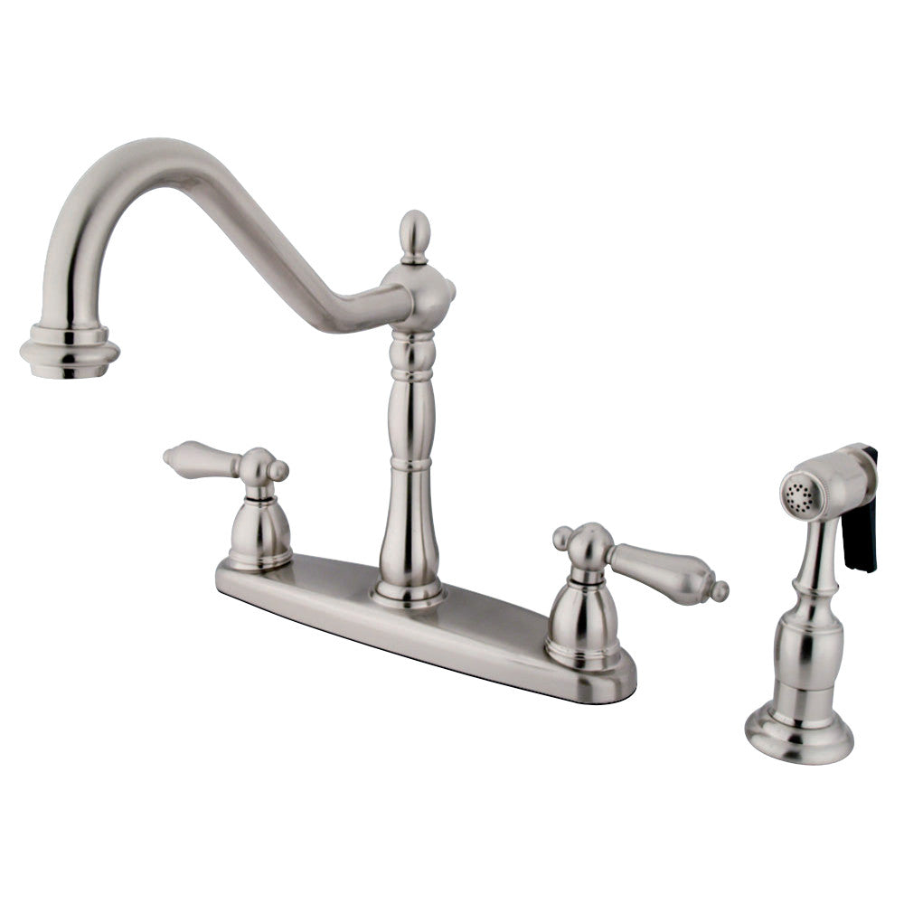 Kingston Brass KB1758ALBS Heritage Centerset Kitchen Faucet, Brushed Nickel - BNGBath