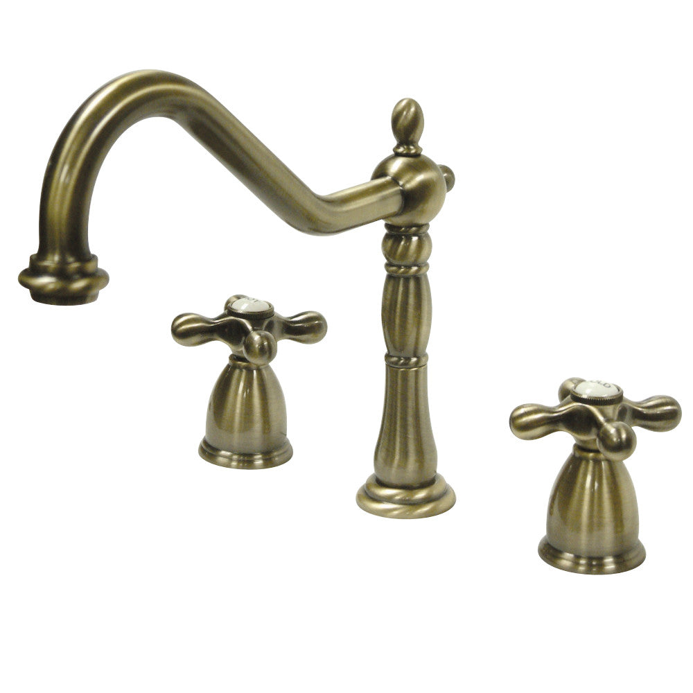 Kingston Brass KB1793AXLS Widespread Kitchen Faucet, Antique Brass - BNGBath