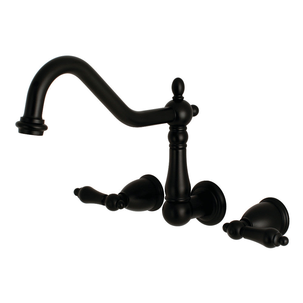 Kingston Brass KS1020AL Heritage Wall Mount Tub Faucet, Matte Black - BNGBath