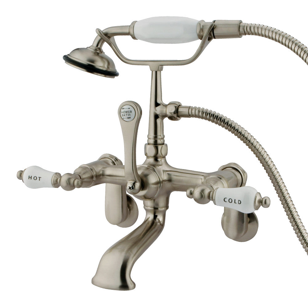 Kingston Brass CC53T8 Vintage Wall Mount Clawfoot Tub Faucet with Hand Shower, Brushed Nickel - BNGBath