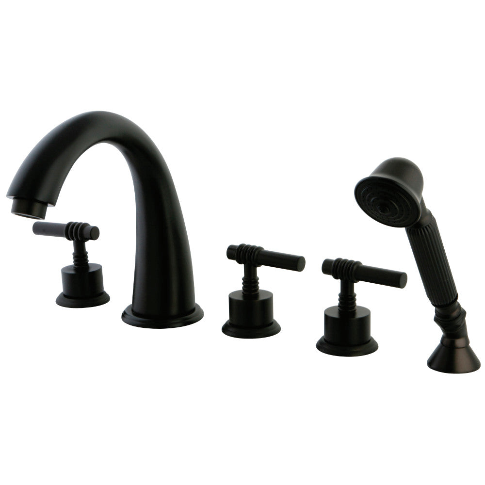 Kingston Brass KS23655ML Manhattan Roman Tub Faucet with Hand Shower, Oil Rubbed Bronze - BNGBath