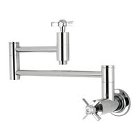 Thumbnail for Kingston Brass KS8101ZX Millennium Wall Mount Pot Filler Kitchen Faucet, Polished Chrome - BNGBath