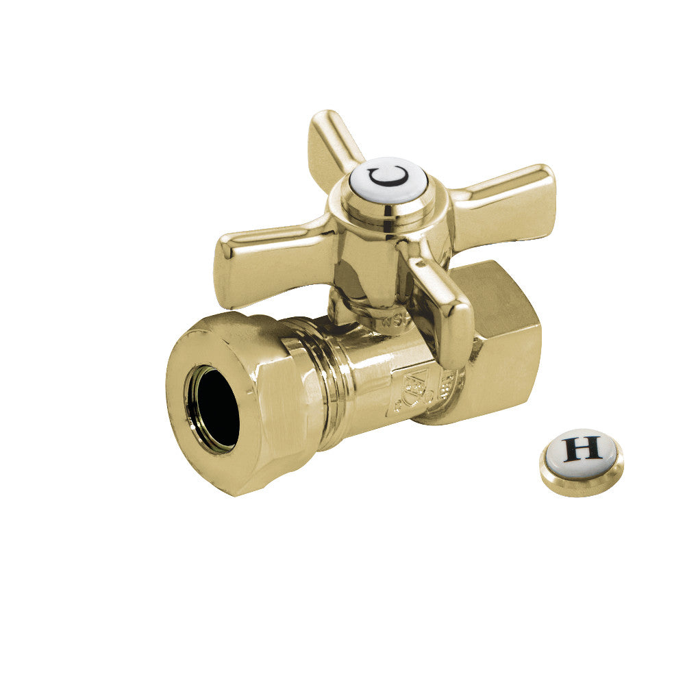 Kingston Brass CC44152ZX 1/2" FIP X 1/2" or 7/16" Slip Joint Straight Stop Valve, Polished Brass - BNGBath