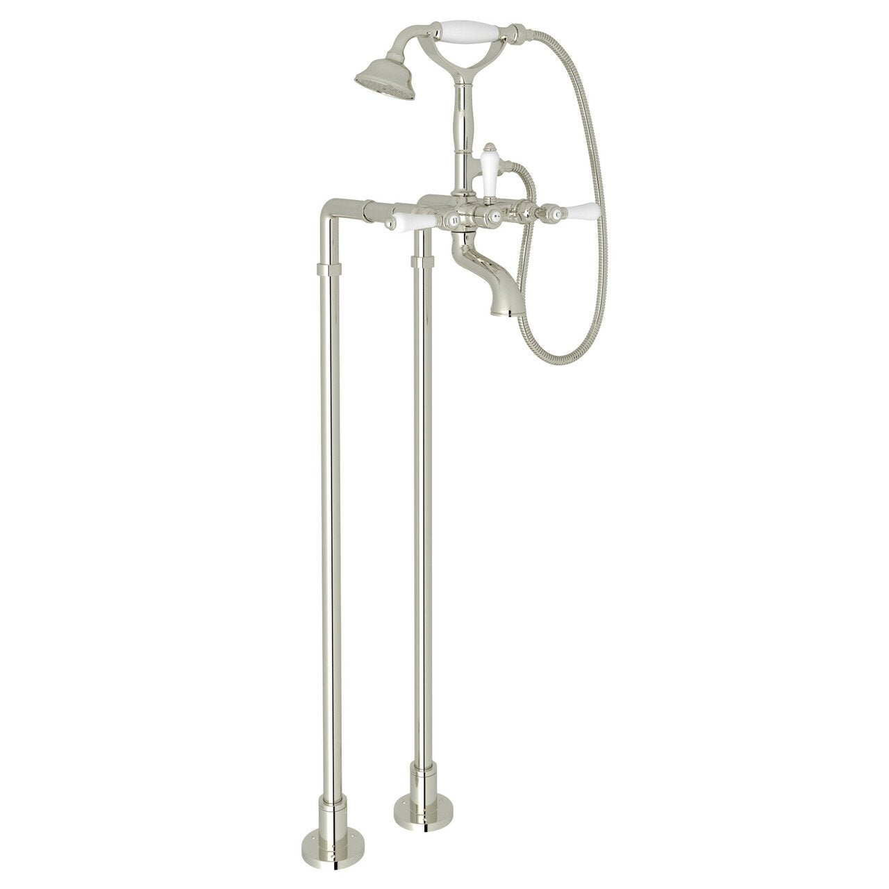 ROHL Exposed Floor Mount Tub Filler with Handshower and Floor Pillar Legs or Supply Unions - BNGBath