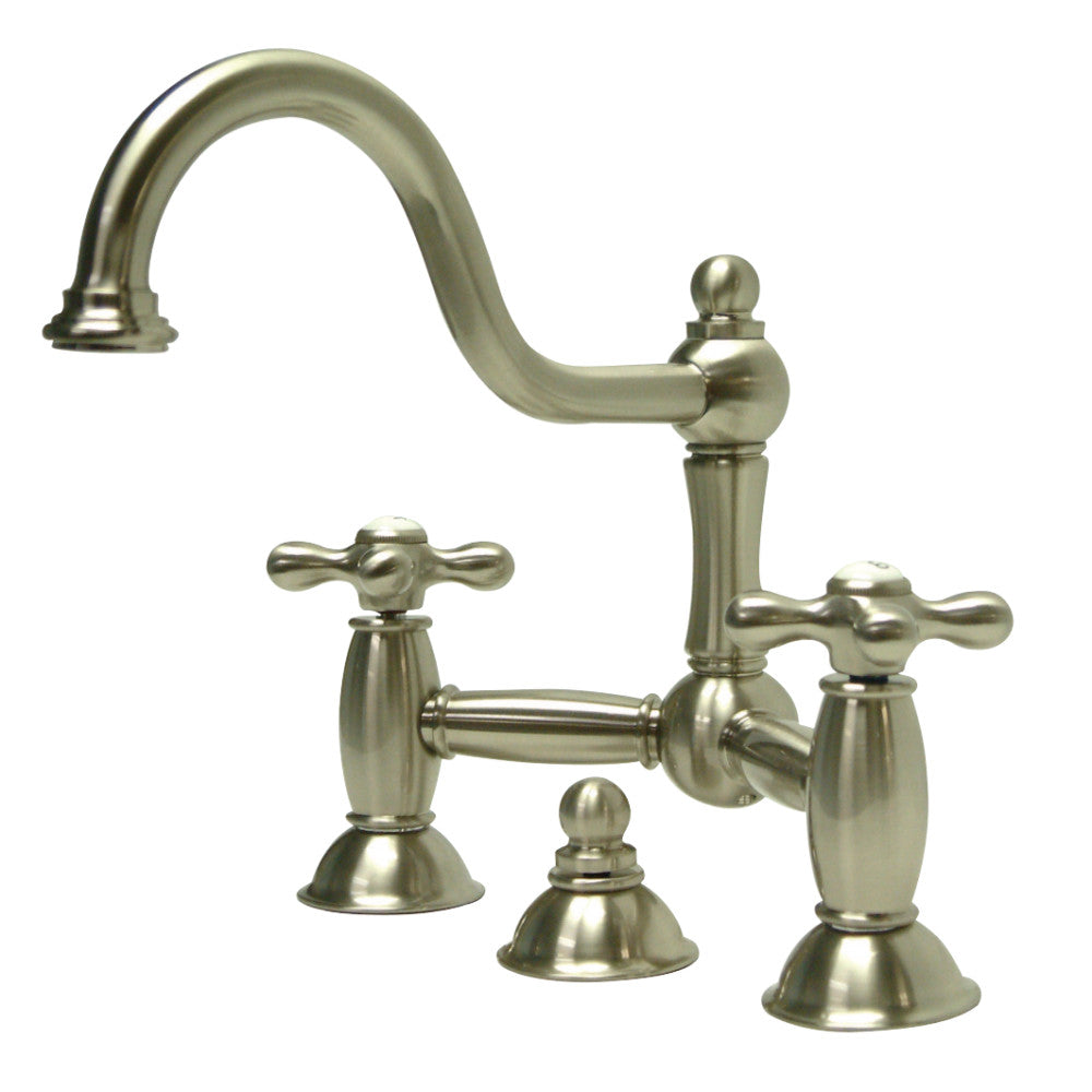 Kingston Brass KS3918AX Restoration Bathroom Bridge Faucet, Brushed Nickel - BNGBath