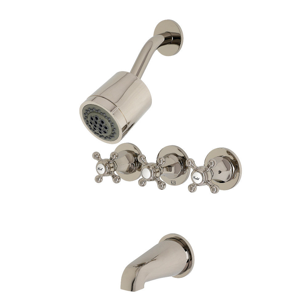 Kingston Brass KBX8136BX Metropolitan Three-Handle Tub and Shower Faucet, Polished Nickel - BNGBath