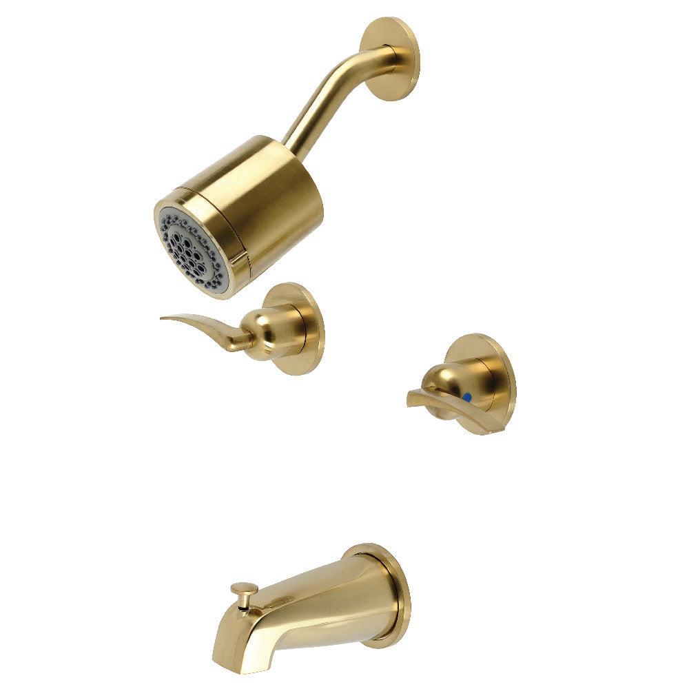 Kingston Brass KBX8147EFL Centurion Two-Handle Tub and Shower Faucet, Brushed Brass - BNGBath