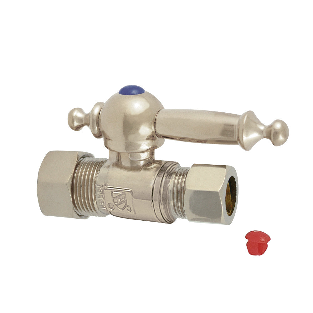 Kingston Brass CC44458TL 5/8" OD Comp X 1/2" OD Comp Straight Shut-Off Valve, Brushed Nickel - BNGBath