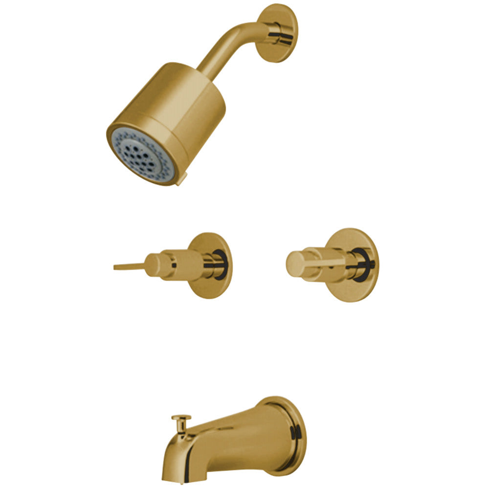 Kingston Brass KBX8142NDL NuvoFusion Two-Handle Tub and Shower Faucet, Polished Brass - BNGBath