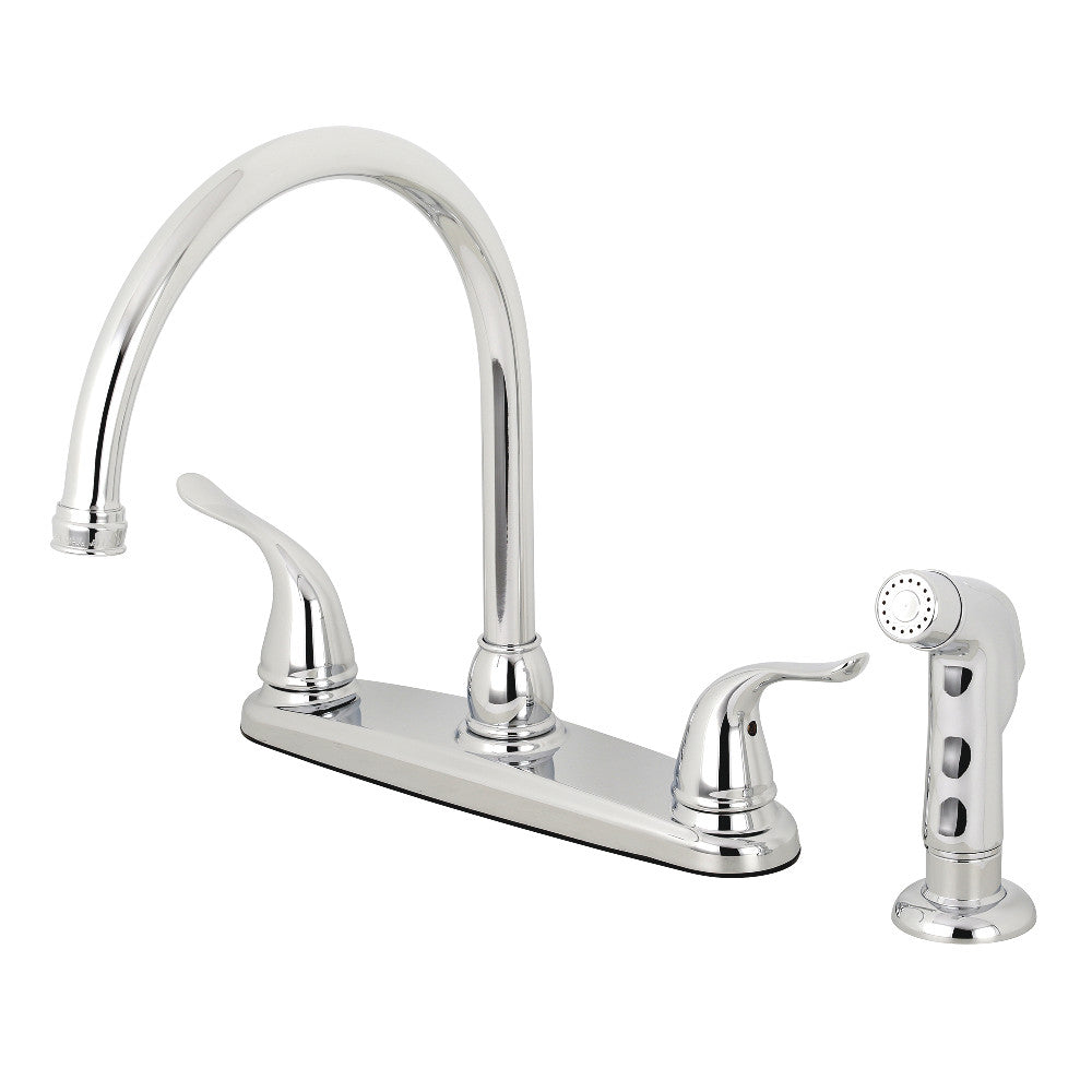 Kingston Brass KB791YLSP Yosemite 8-Inch Centerset Kitchen Faucet with Sprayer, Polished Chrome - BNGBath