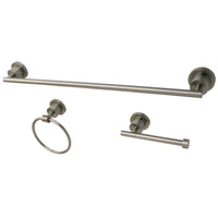 Thumbnail for Kingston Brass BAK821148SN Concord 3-Piece Bathroom Accessory Set, Brushed Nickel - BNGBath