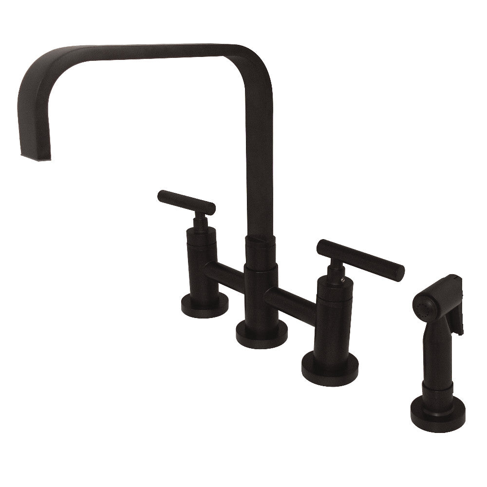 Kingston Brass KS8255CMLBS Manhattan 2-Handle Kitchen Faucet with Brass Side Sprayer, Oil Rubbed Bronze - BNGBath