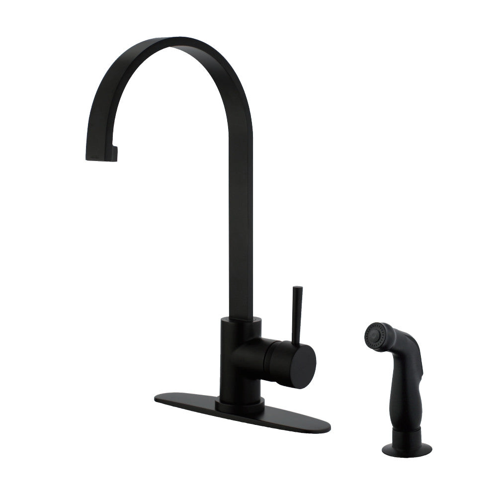 Gourmetier LS8710DLSP Concord Single-Handle Kitchen Faucet with Side Sprayer, Matte Black - BNGBath