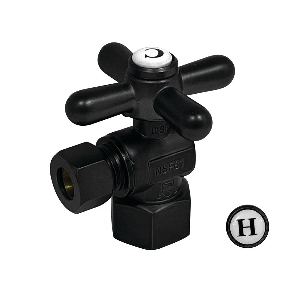 Kingston Brass CC43100X Quarter Turn Valve (1/2" FIP X 3/8" O.D. Compression), Matte Black - BNGBath