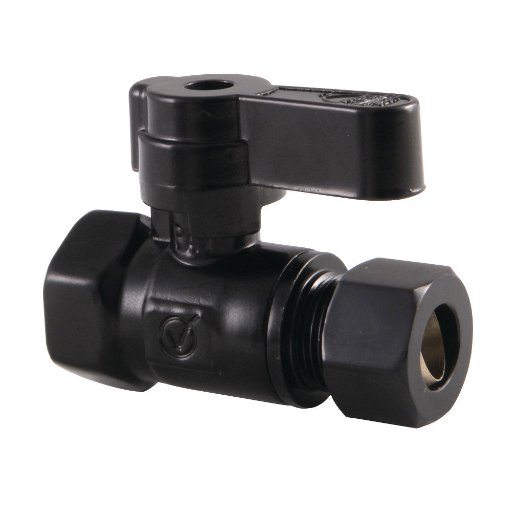 Kingston Brass KF3315MB 3/8" FIP X 3/8" OD Comp Straight Stop Valve, Matte Black - BNGBath