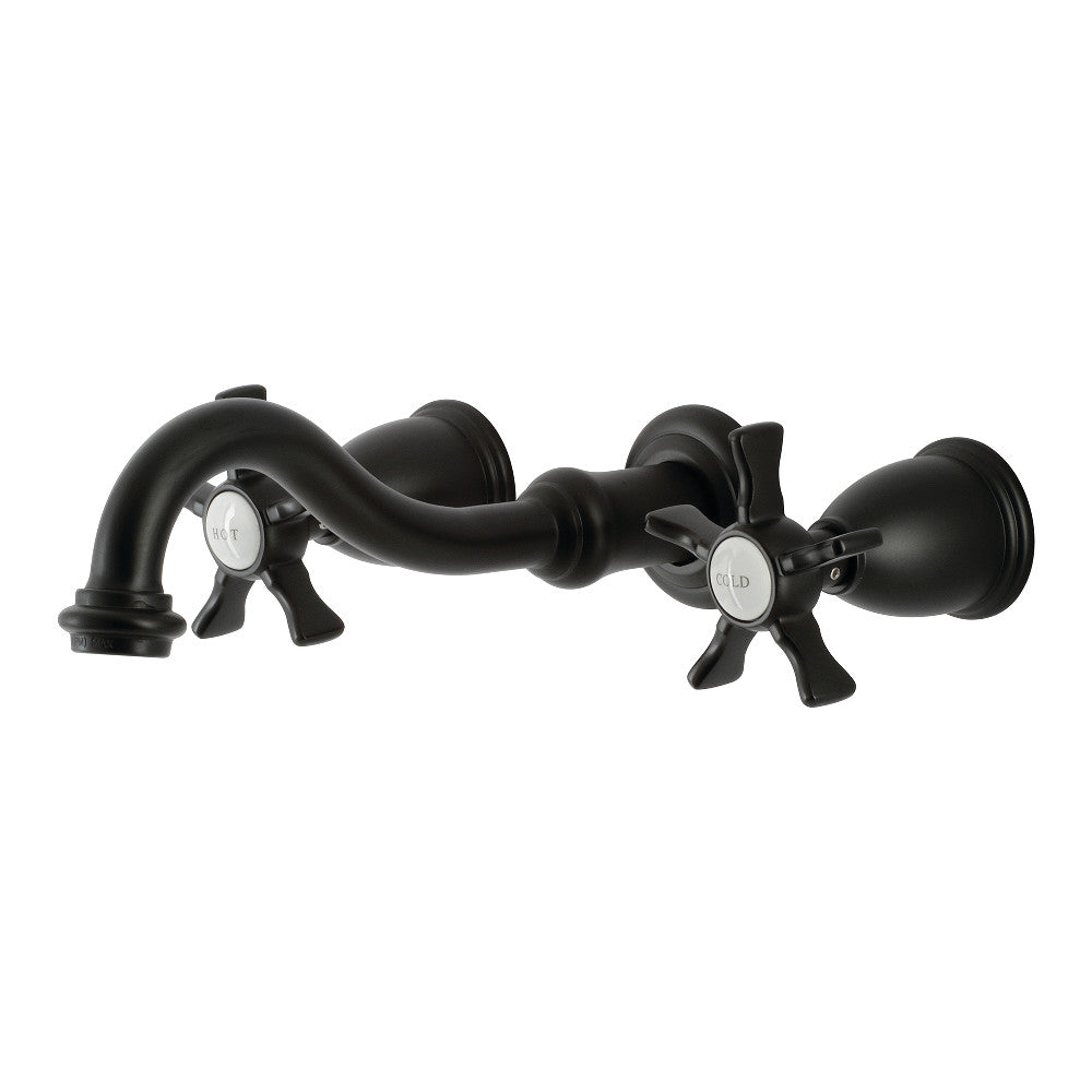 Kingston Brass KS3120NX Hamilton Two-Handle Wall Mount Bathroom Faucet, Matte Black - BNGBath