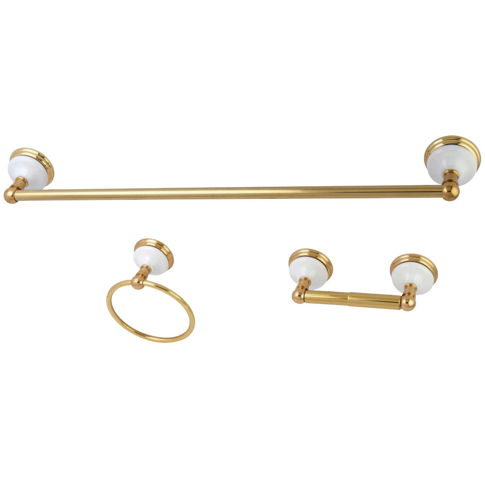 Kingston Brass BAK111148PB Victorian 3-Piece Bathroom Hardware, Polished Brass - BNGBath