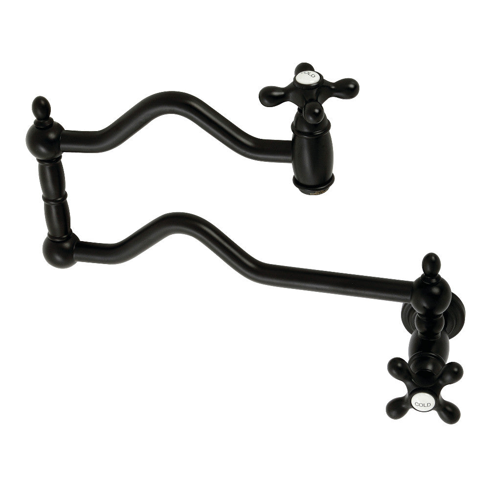 Kingston Brass KS2100AX Heritage Wall Mount Pot Filler, Matte Black - BNGBath