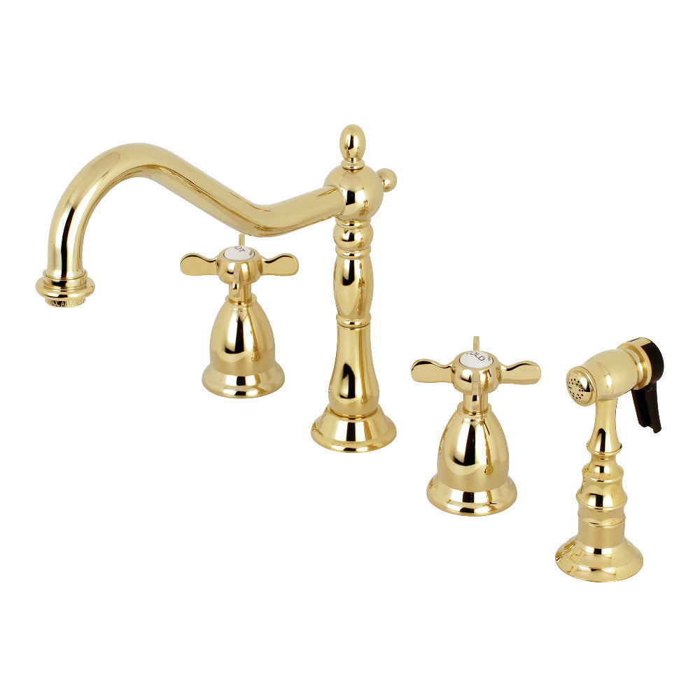 Kingston Brass KS1792BEXBS Widespread Kitchen Faucet, Polished Brass - BNGBath