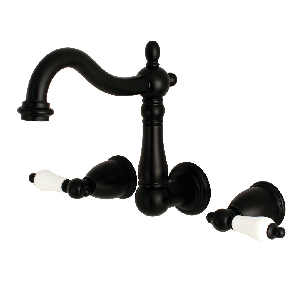 Kingston Brass KS1250PL 8-Inch Center Wall Mount Bathroom Faucet, Matte Black - BNGBath