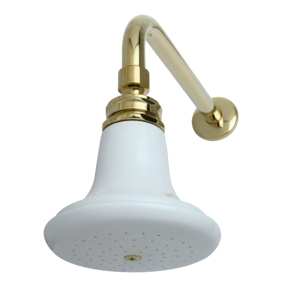 Kingston Brass P50PBCK Victorian Ceramic Showerhead with 12" Shower Arm Combo, Polished Brass - BNGBath