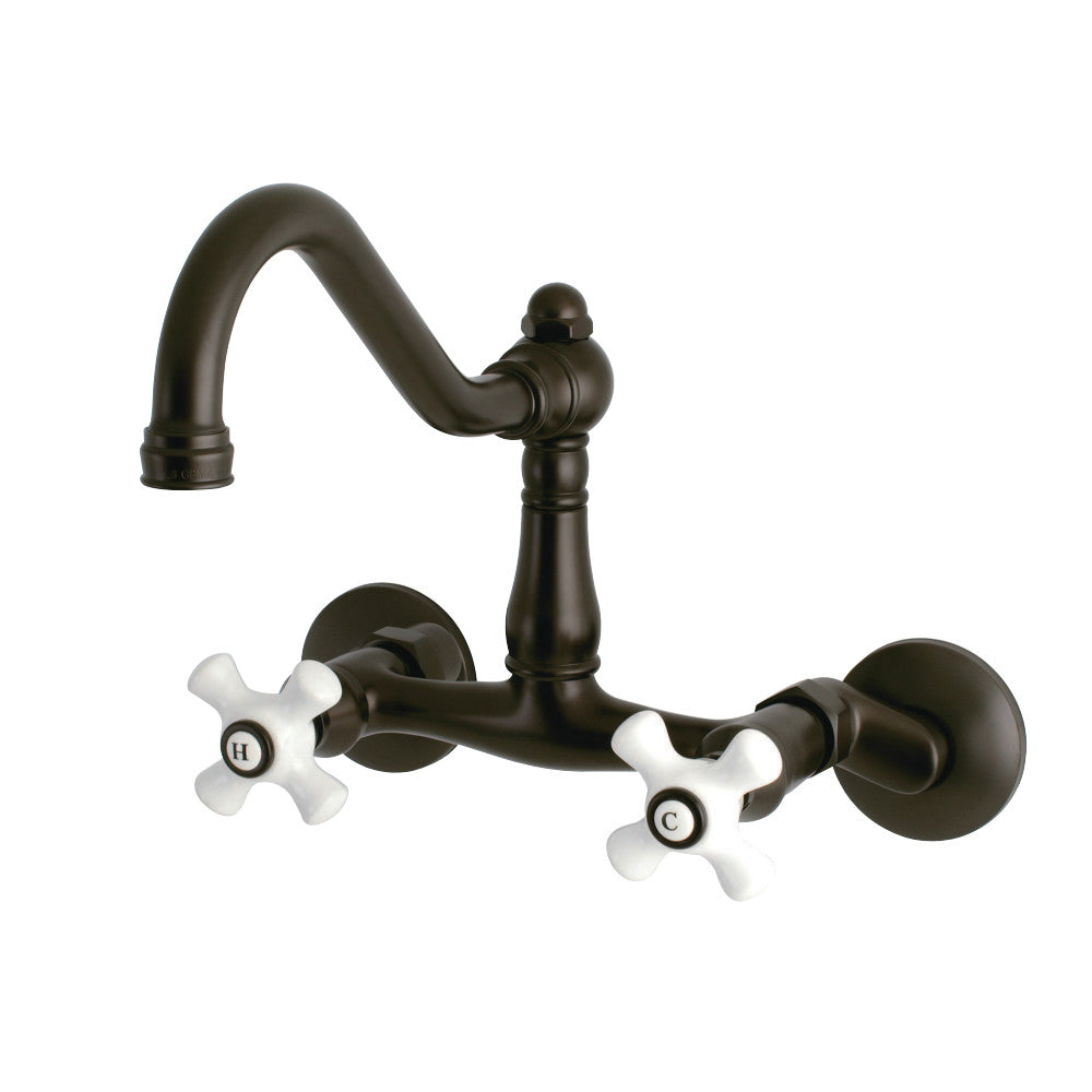 Kingston Brass KS3225PX Vintage 6" Adjustable Center Wall Mount Kitchen Faucet, Oil Rubbed Bronze - BNGBath