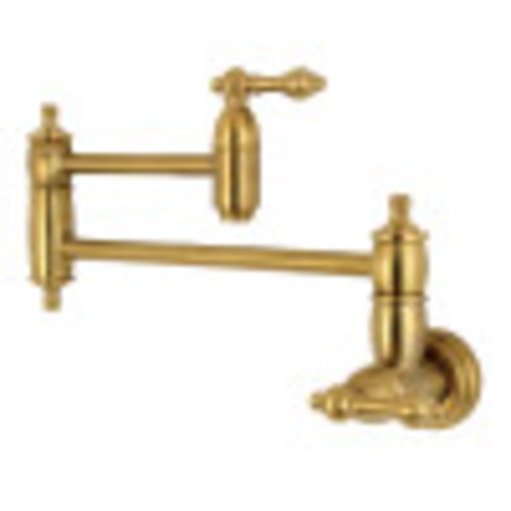 Kingston Brass KS3107AL Restoration Wall Mount Pot Filler Kitchen Faucet, Brushed Brass - BNGBath