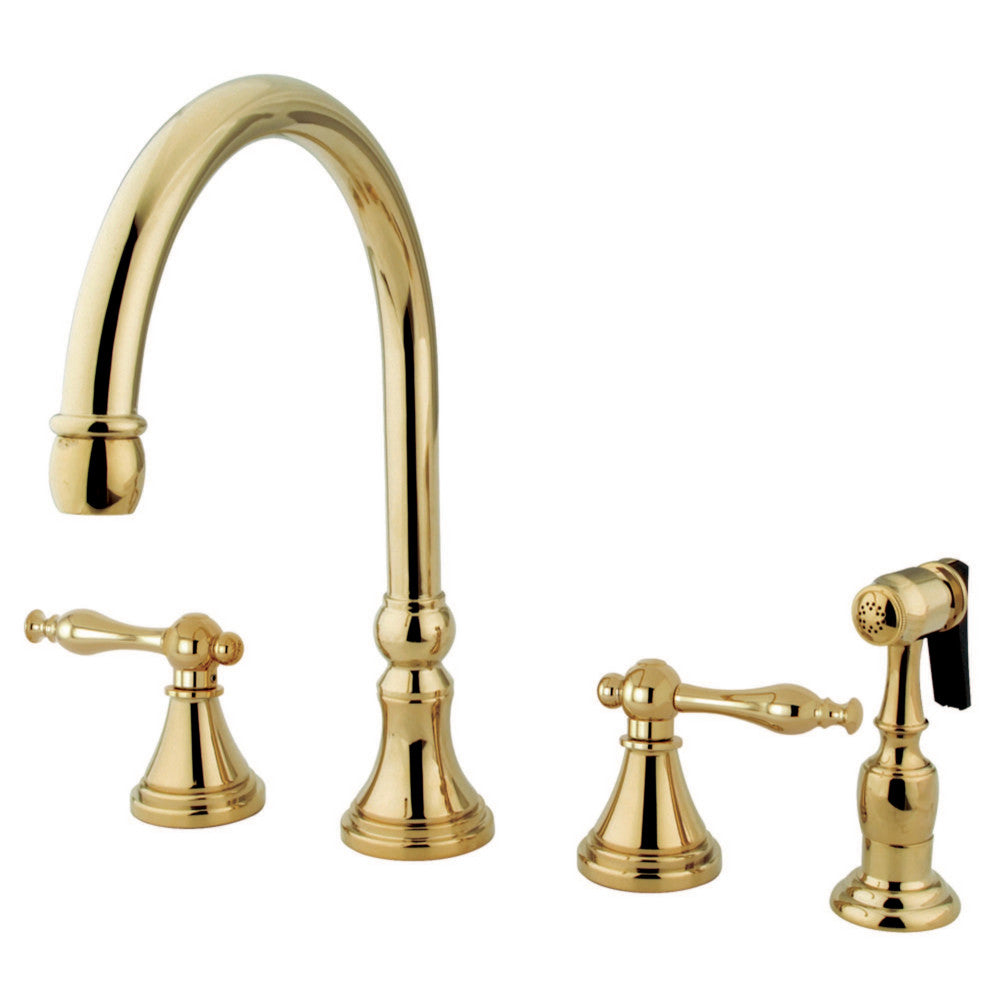 Kingston Brass KS2792NLBS Widespread Kitchen Faucet, Polished Brass - BNGBath